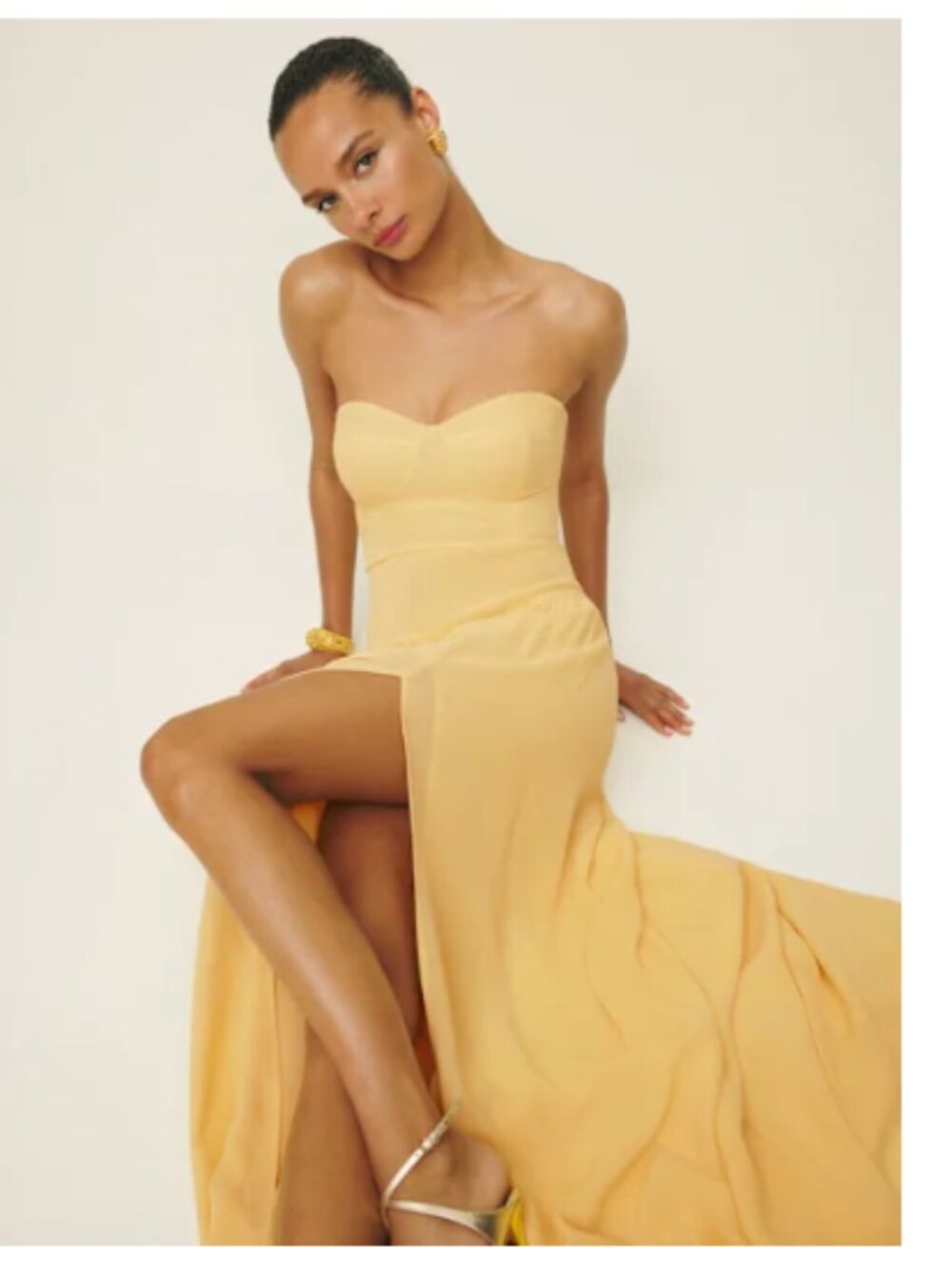 Reformation Strapless Yellow Dress (Lelani)